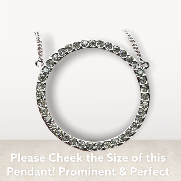 Fashionable LARGE Circle Pendant Full of Top Grade Brilliant Crystals 16” & 18”L - Picture 3 of 7